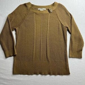 Requirements Cable Knit Womens‎ Brown Sweater Size L